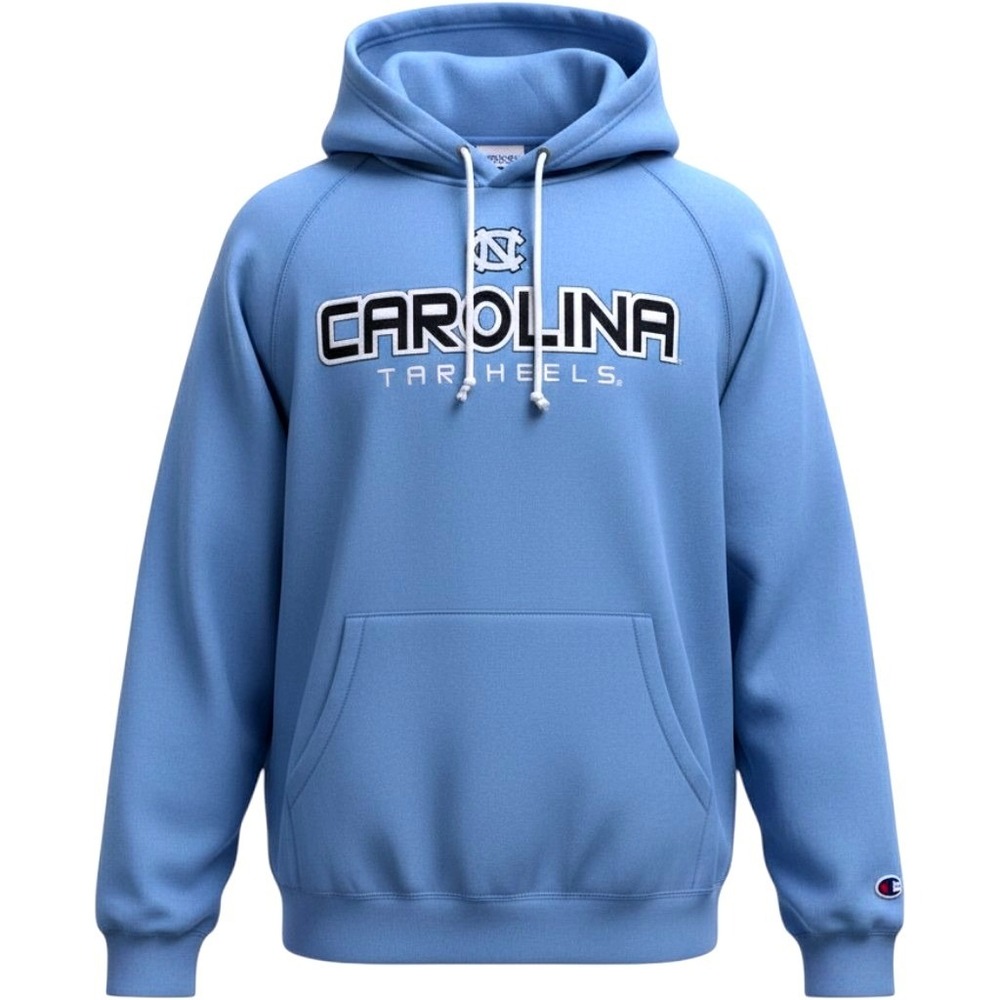 Champion Mens UNC North Carolina Tar Heels Hoodie Blue Embroidered Large